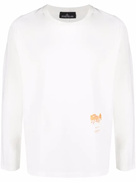 Хлопчатобумажная футболка с принтом Stone Island Shadow Project с логотипом white