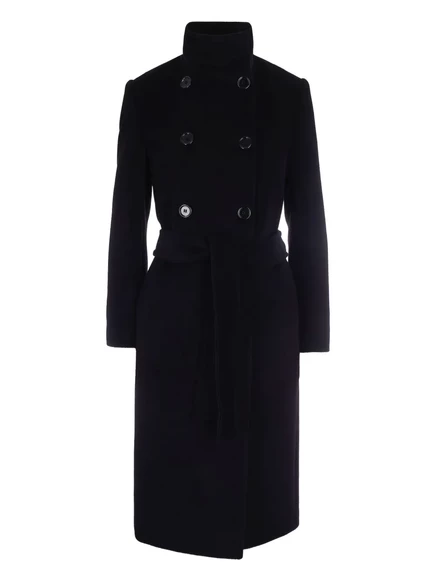 Пальто Max Mara с поясом на пуговицах black