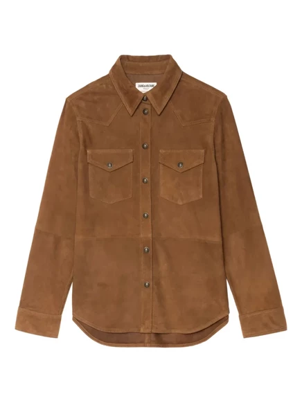 Замшевая рубашка Zadig&Voltaire на пуговицах brown