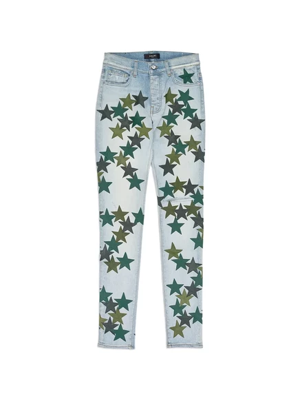 Мужские джинсы Amiri Star Chemist, со звёздным принтом, синие