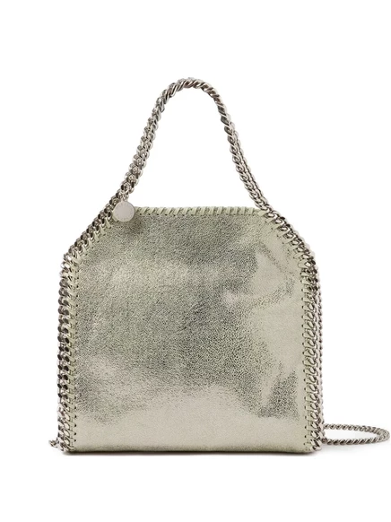 Женская сумка-тоут Stella McCartney Falabella мини металлик, лаймовая