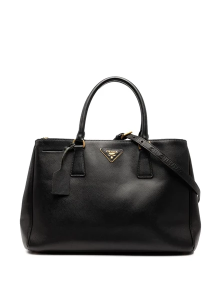 Бывшая в употреблении сумка Prada 2000-2025 Medium Saffiano Lux Galleria на двойной молнии black