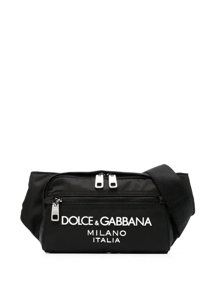 Мужская поясная сумка Dolce & Gabbana с тисненым логотипом, черная