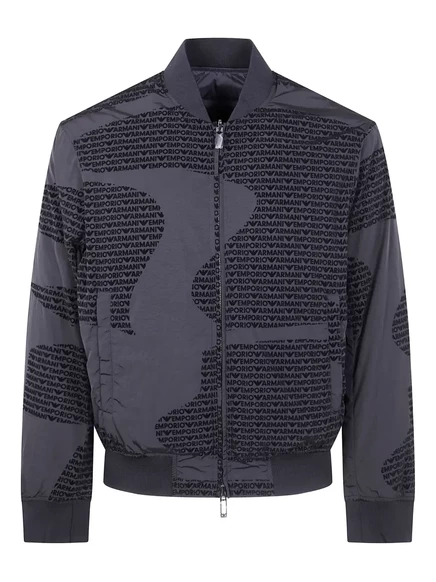 Мужская бомбер-куртка Emporio Armani с логотипом, черная