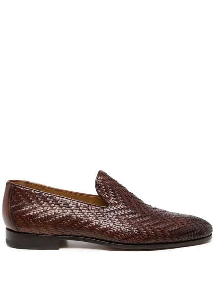 Кожаные мокасины Magnanni с переплетением нитей brown