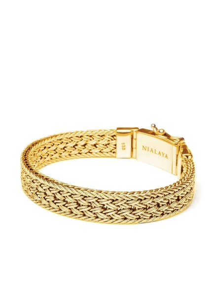 Мужской плетёный браслет Nialaya Jewelry, позолоченный