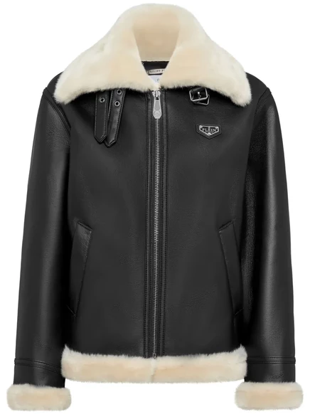 Куртка Philipp Plein из искусственной овечьей шерсти  black