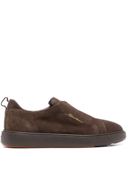 Мужские кроссовки-слипоны Santoni из замши, коричневые