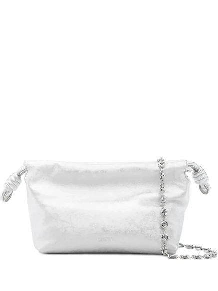 Женский клатч loewe с узлом и цепью, серебристый