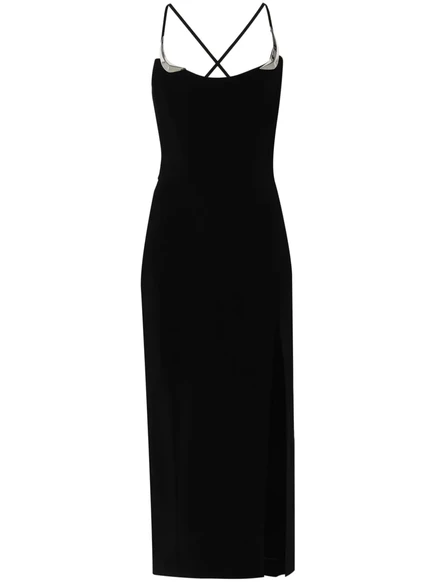 Женское платье Mugler миди с металлическими деталями, черное