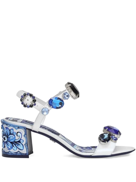 Босоножки Dolce & Gabbana на кожаном каблуке 60 мм blue