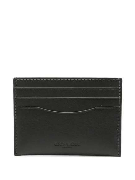 Мужской кожаный кардхолдер Coach с тиснением логотипа, черный