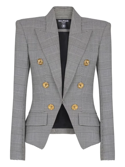 Женский блейзер Balmain Prince of Wales из жаккарда, серый