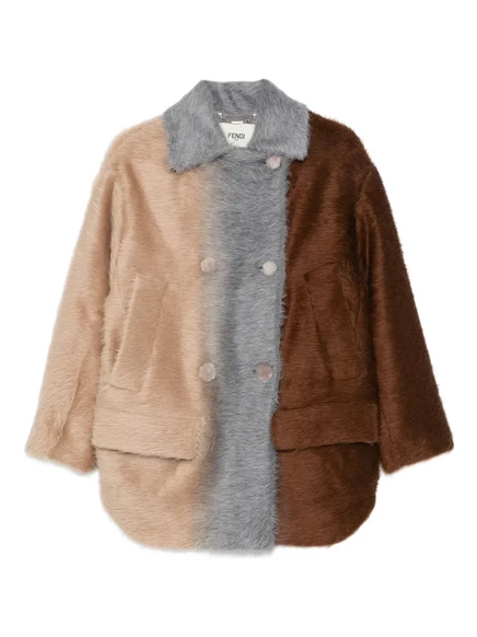 Двубортный пиджак в цветную клетку от FENDI neutrals