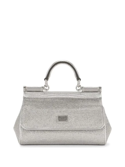Dolce & Gabbana KIM Маленькая сицилийская атласная сумка с верхней ручкой от DOLCE&GABBANA silver