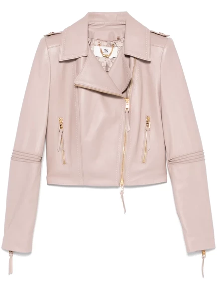 Женская кожаная куртка Elisabetta Franchi, бежевая