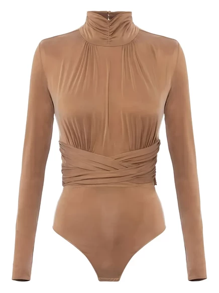 Женское боди Elisabetta Franchi с драпировкой, коричневое