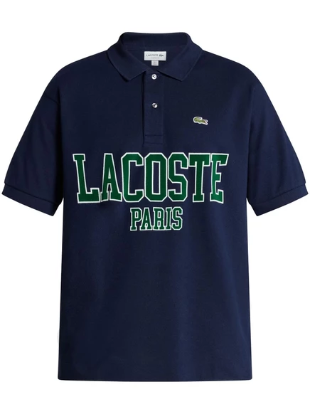 Мужская поло Lacoste с аппликацией логотипа, синяя