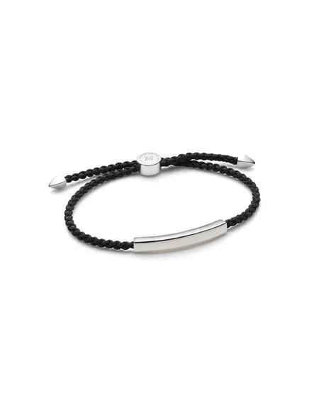 Мужской браслет Monica Vinader Linear на шнуре с серебром, черный