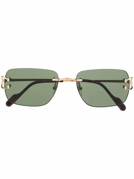 Солнцезащитные очки Cartier Eyewear прямоугольные, золотистые/зеленые