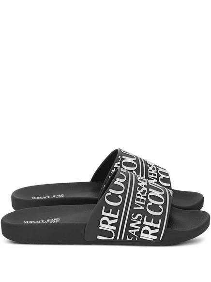 Мужские шлепанцы Versace Jeans Couture с резиновым логотипом, черные
