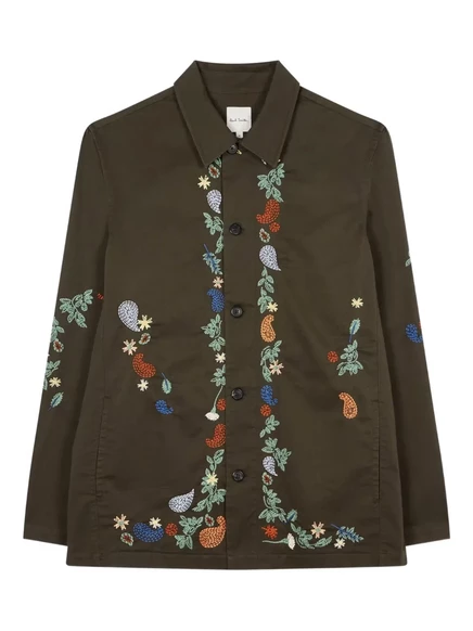 Мужская рубашка Paul Smith с вышивкой, зеленая