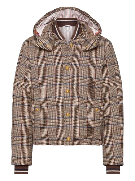 Мужской бомбер Thom Browne Hunting 4-Bar из твида, коричневый