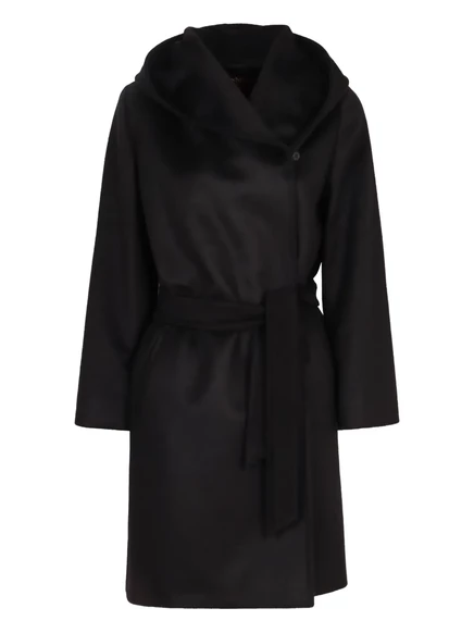 Пальто Max Mara Newmang с капюшоном и поясом black