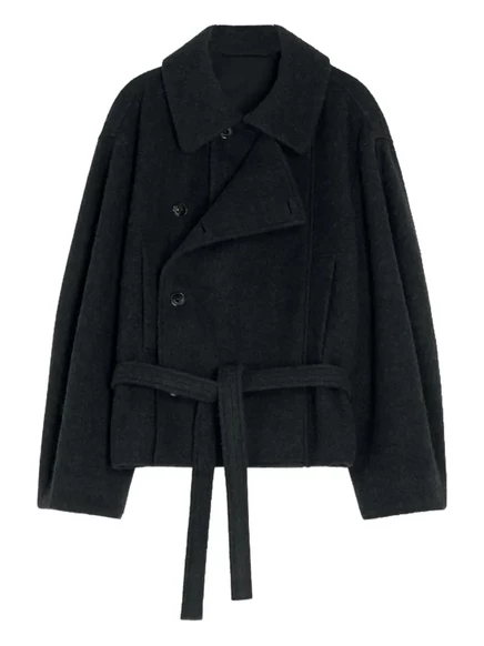 Двубортное пальто LEMAIRE с поясом black