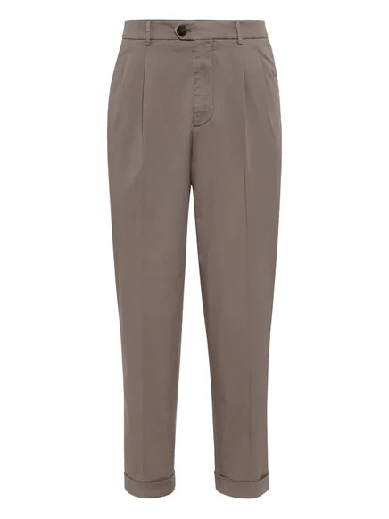 Брюки из хлопчатобумажной смеси в складку Brunello Cucinelli brown