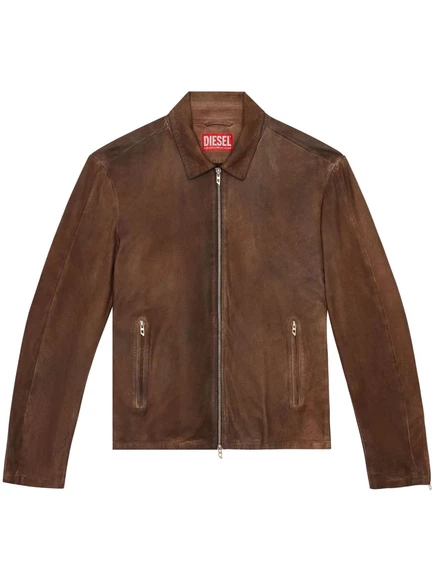 Мужская кожаная куртка Diesel L-Crombe, коричневая