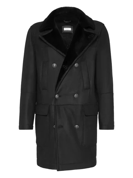 Мужское пальто Brunello Cucinelli, двубортное, чёрное