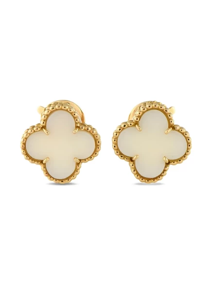 Женские серьги Van Cleef & Arpels Alhambra 18K с кораллом, золотистые