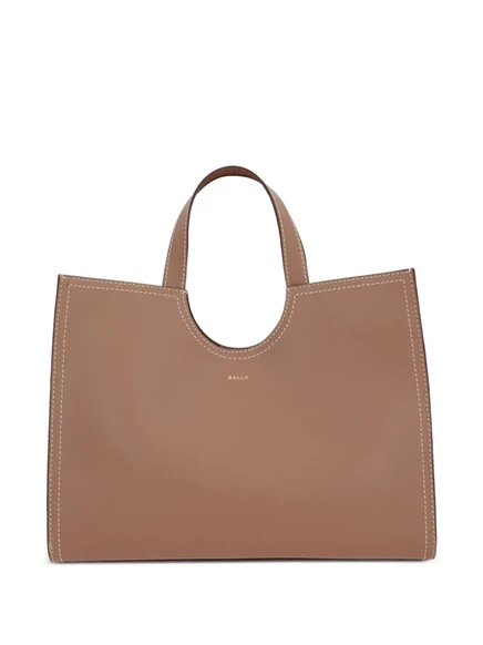 Женская кожаная сумка‑тоут Bally, бежево‑коричневая