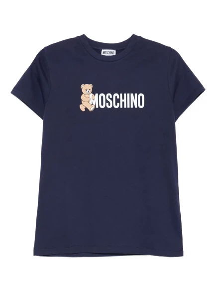 Детская футболка MOSCHINO KIds с принтом мишки, синяя