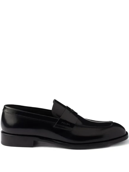 Кожаные мокасины Prada penny loafers black