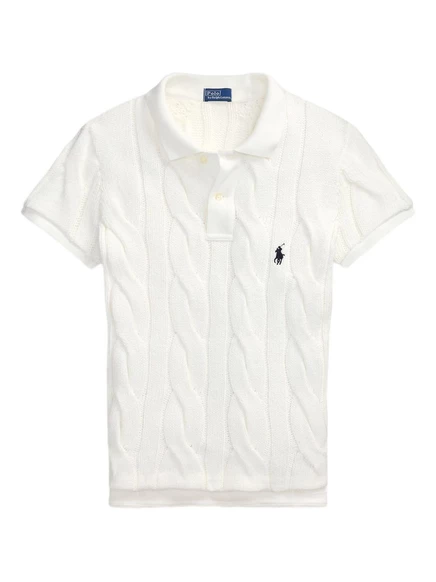 Женское поло Polo Ralph Lauren вязаное, белое