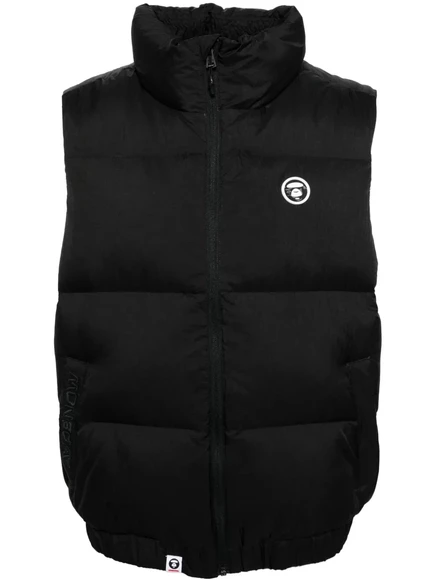 Мужской стёганый жилет AAPE с лейблом, черный