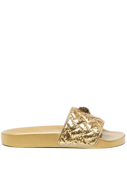 Босоножки с открытым носком Kurt Geiger London с металлическим эффектом gold