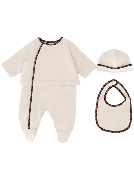 Детский стеганый комплект Fendi Kids, в нейтральных тонах