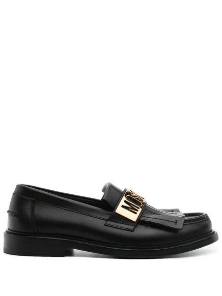 Кожаные мокасины с эмблемой Moschino black