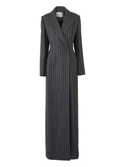 Пальто в тонкую полоску с отворотом Carolina Herrera grey