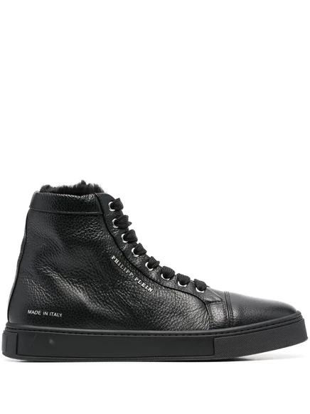 Высокие кроссовки Philipp Plein с подкладкой из овечьей шерсти  black