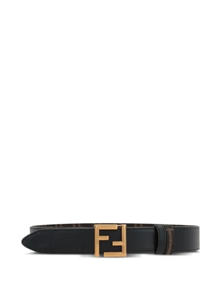Женский ремень Fendi FF, кожаный, черный
