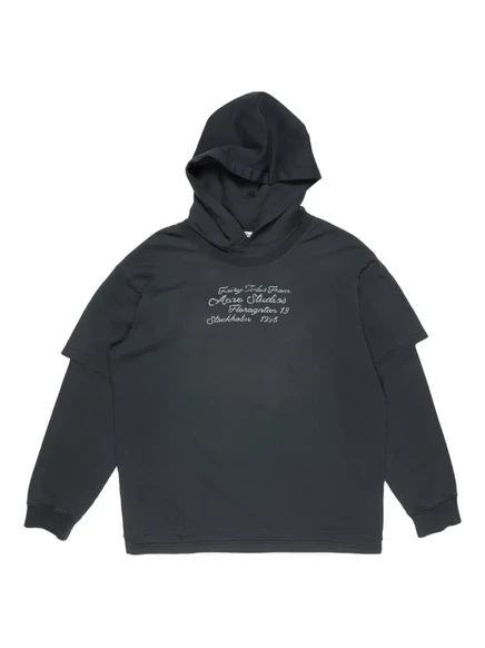 Двухслойная толстовка с капюшоном Acne Studios, украшенная надписями black