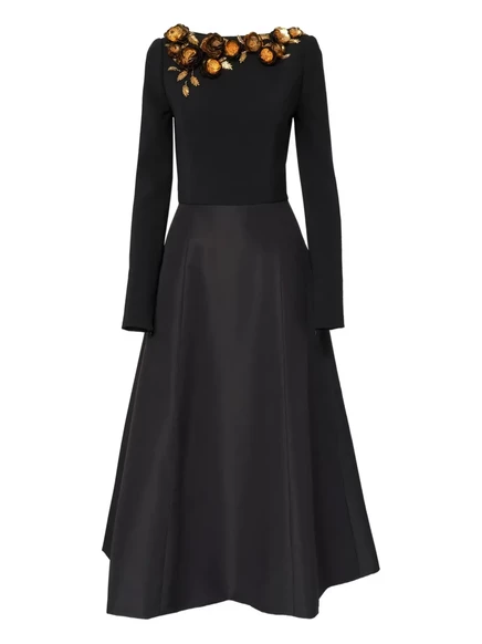 Миди-платье Carolina Herrera с цветочной вышивкой black