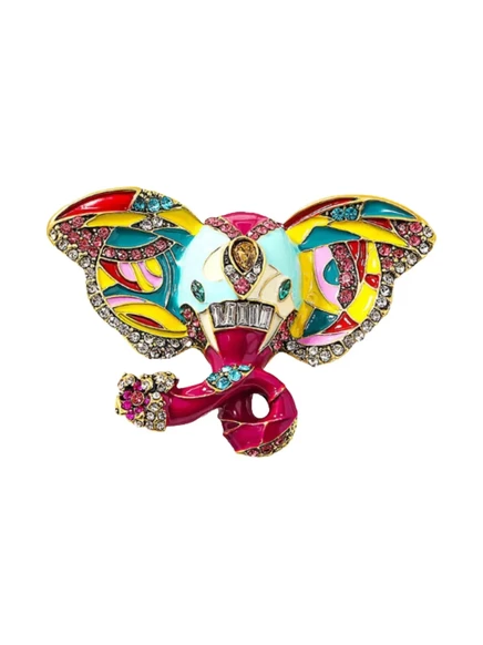Брошь HZMER Jewellery Satrangi Gaj с кристаллами, золотая