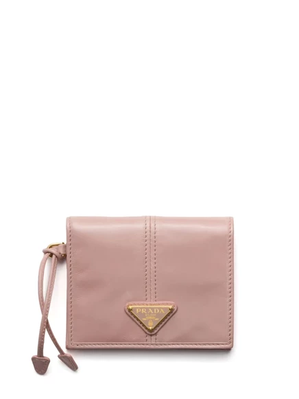 Женский кожаный кошелек Prada маленький, розовый
