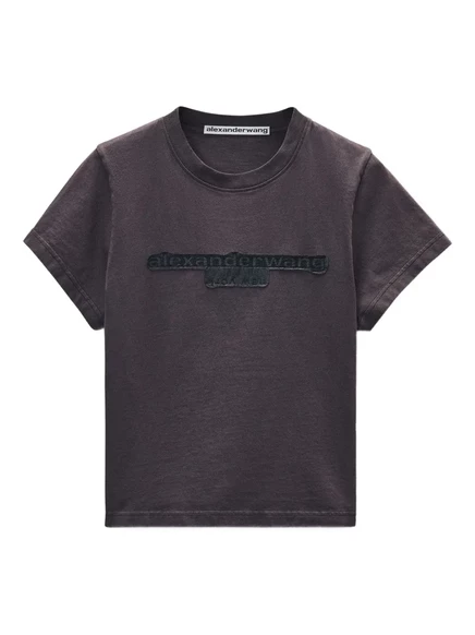 Женская футболка Alexander Wang, вышивка логотипа, черная