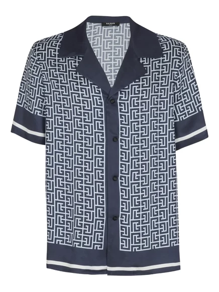 Рубашка с монограммой Balmain  blue